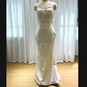 Champagne ivory color mermaid evening dress